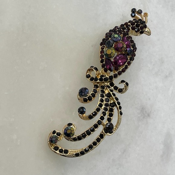 Peacock Pin Brooch Vintage - Picture 1 of 3